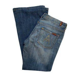 Y2K 7 for All Mankind Medium Wash Jeans with Rhinestone Embellished Back Pockets